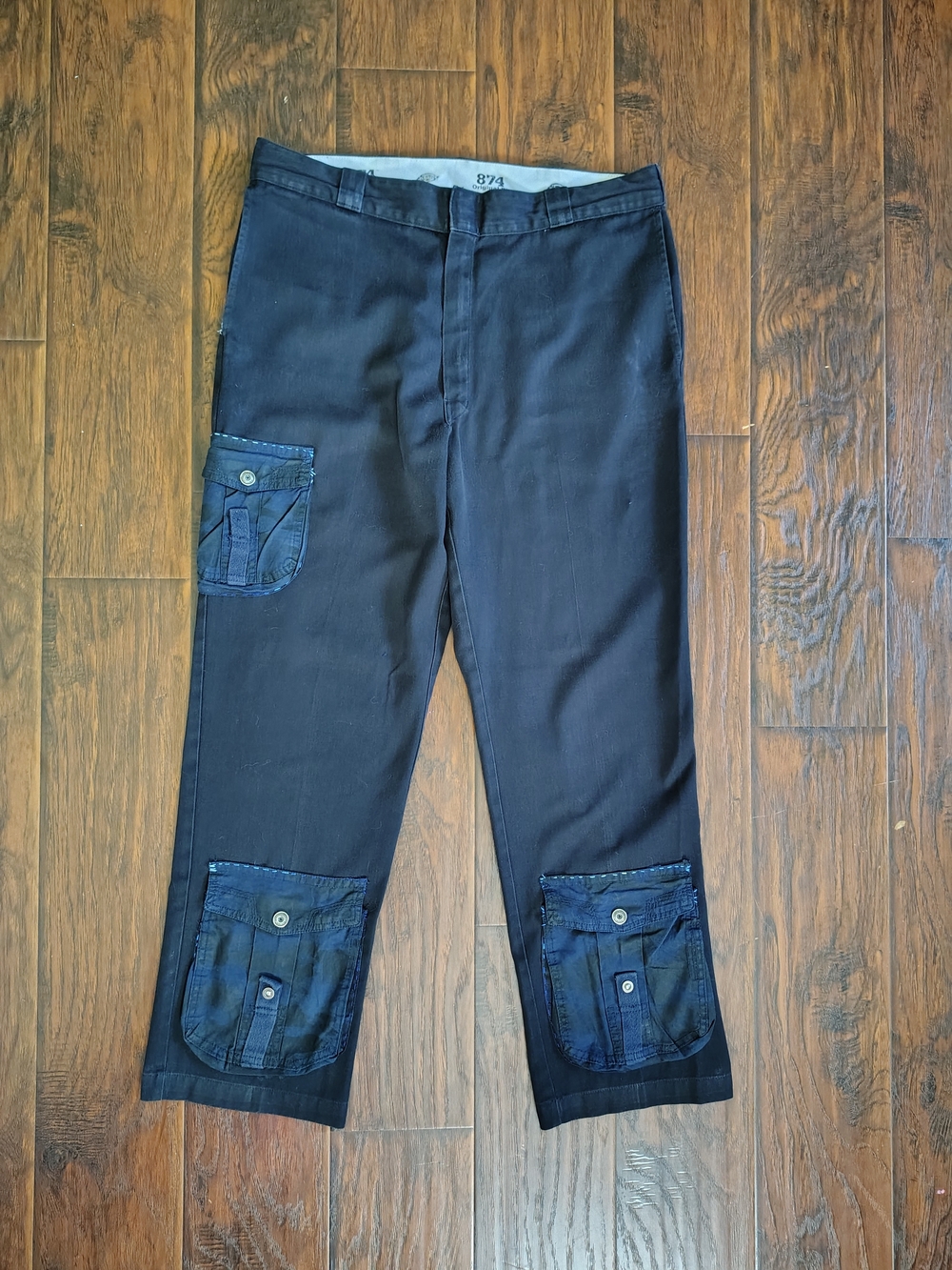 Custom Dickies cargo pockets faded black pants Size 38
